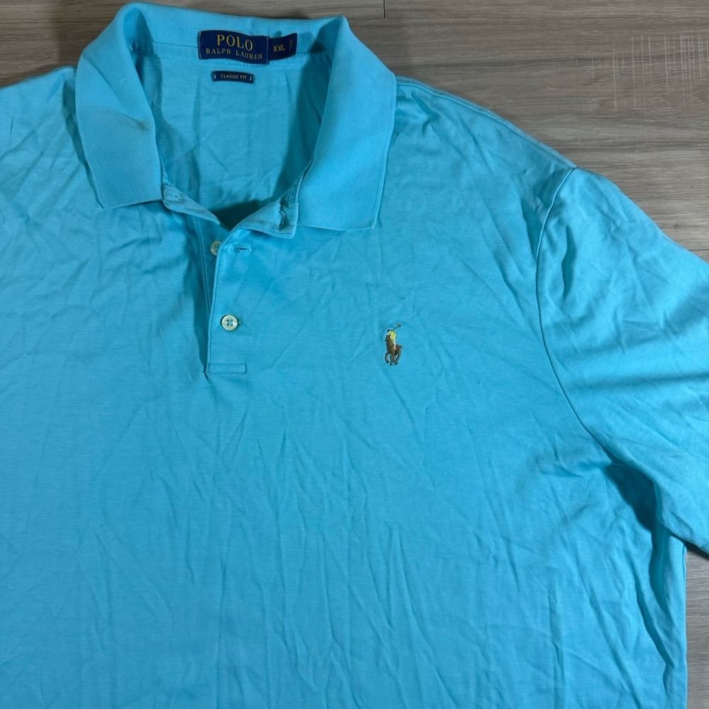 Polo Ralph Lauren Soft Touch Polo Shirt Men's Blue Size XXL Flesh Pony
